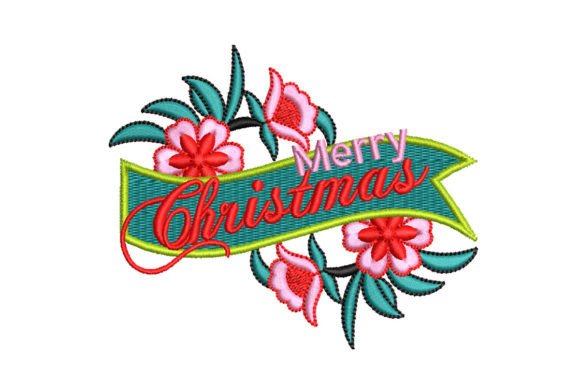 Floral Merry Christmas Embroidery