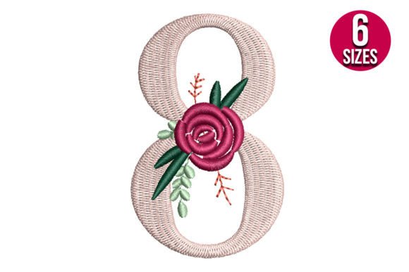 Floral Number 8 Embroidery Design